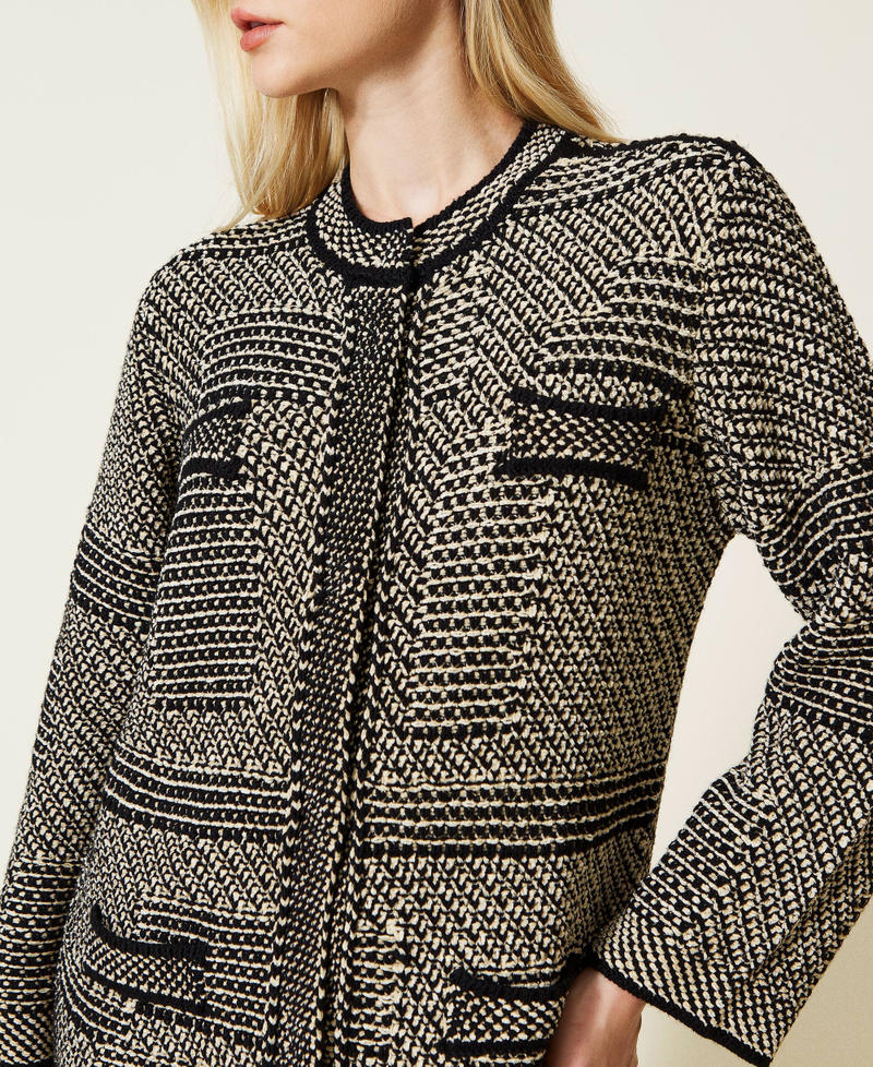 Manteau en maille jacquard avec lurex