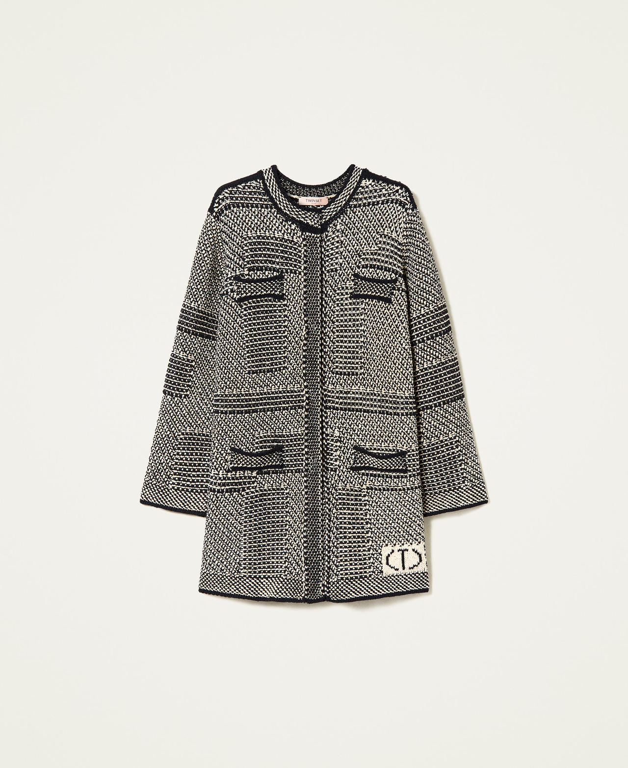 Manteau en maille jacquard avec lurex