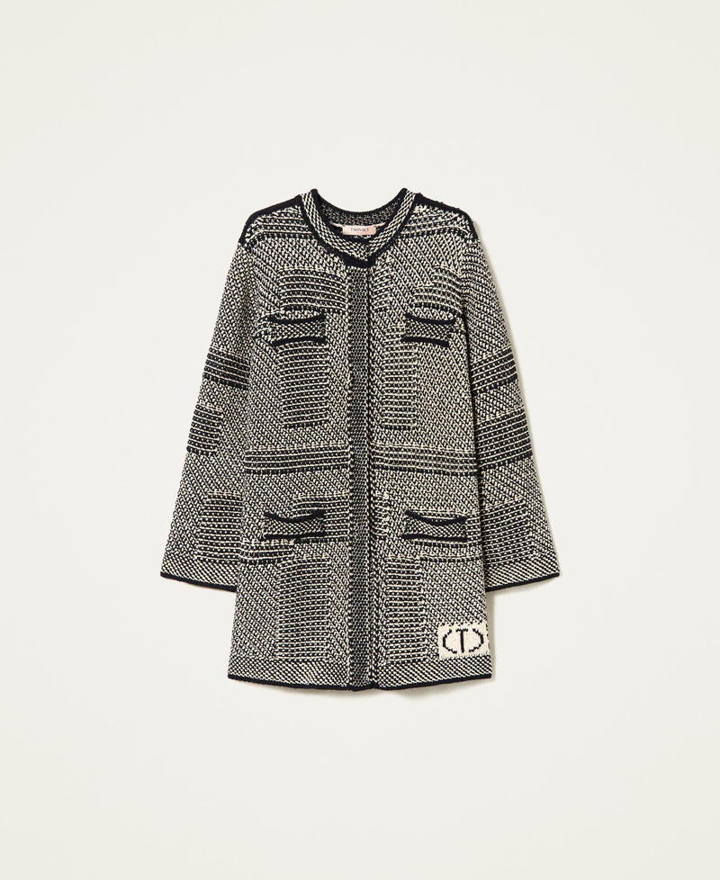 Manteau en maille jacquard avec lurex
