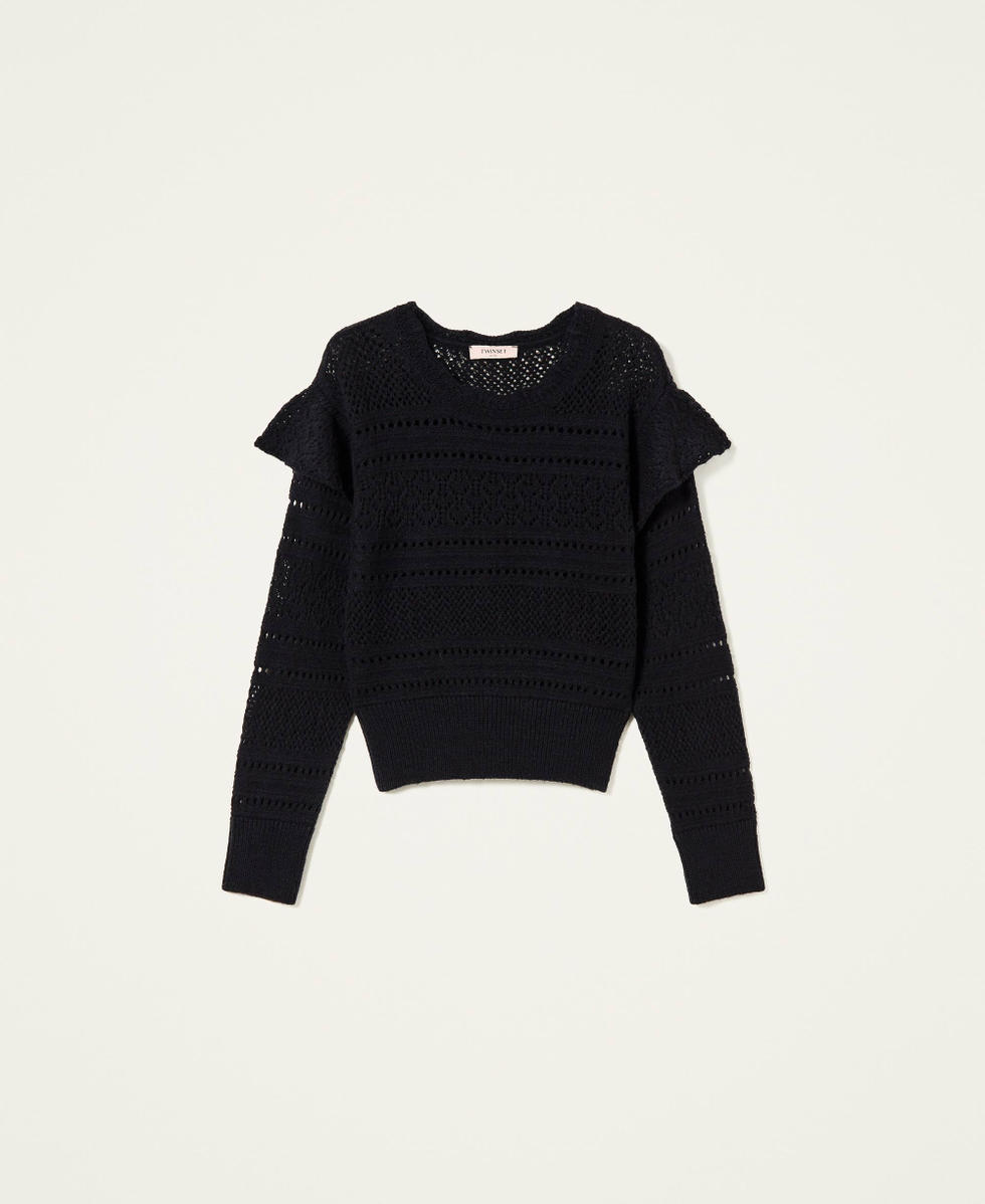 Pull noir ajouré femme top