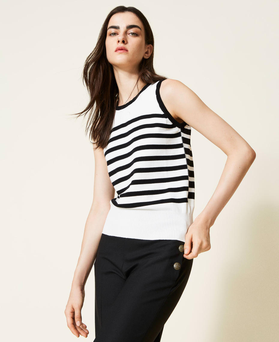 Striped top and cardigan