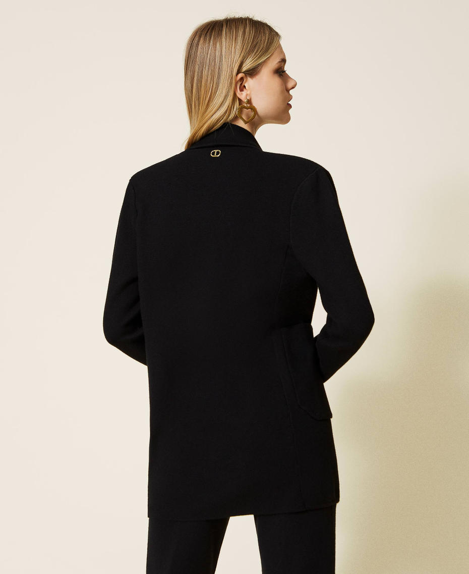 Knit blazer with jewel button