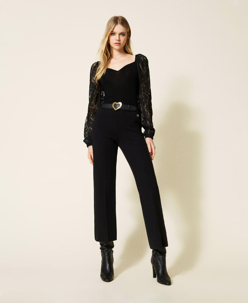 Flared knit trousers