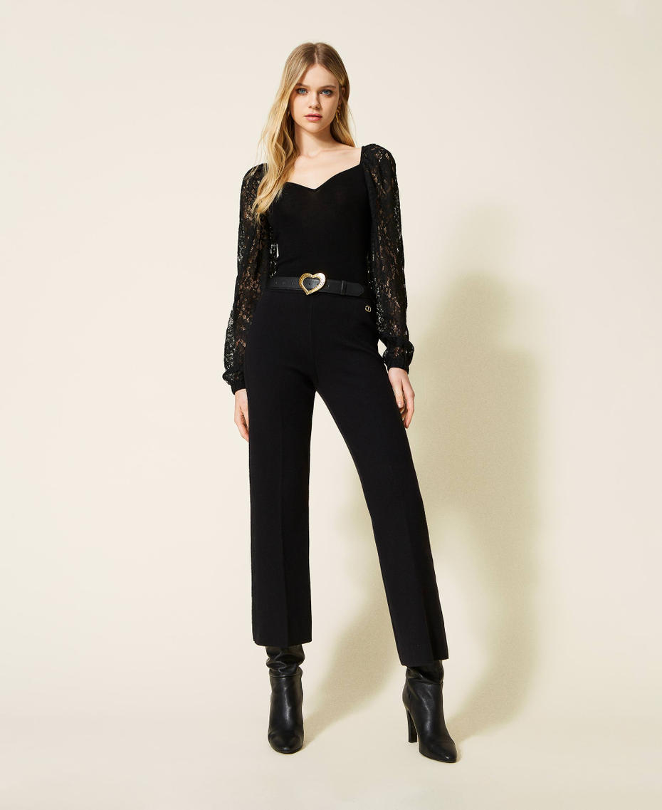 Flared knit trousers