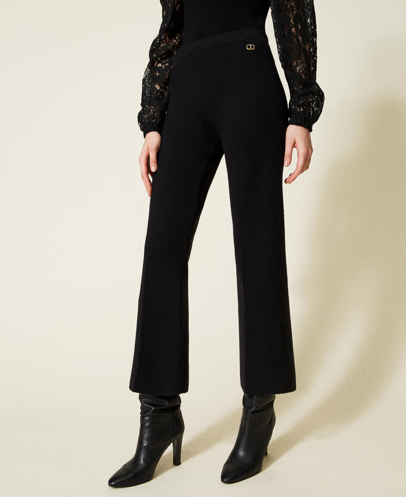 Flared knit trousers