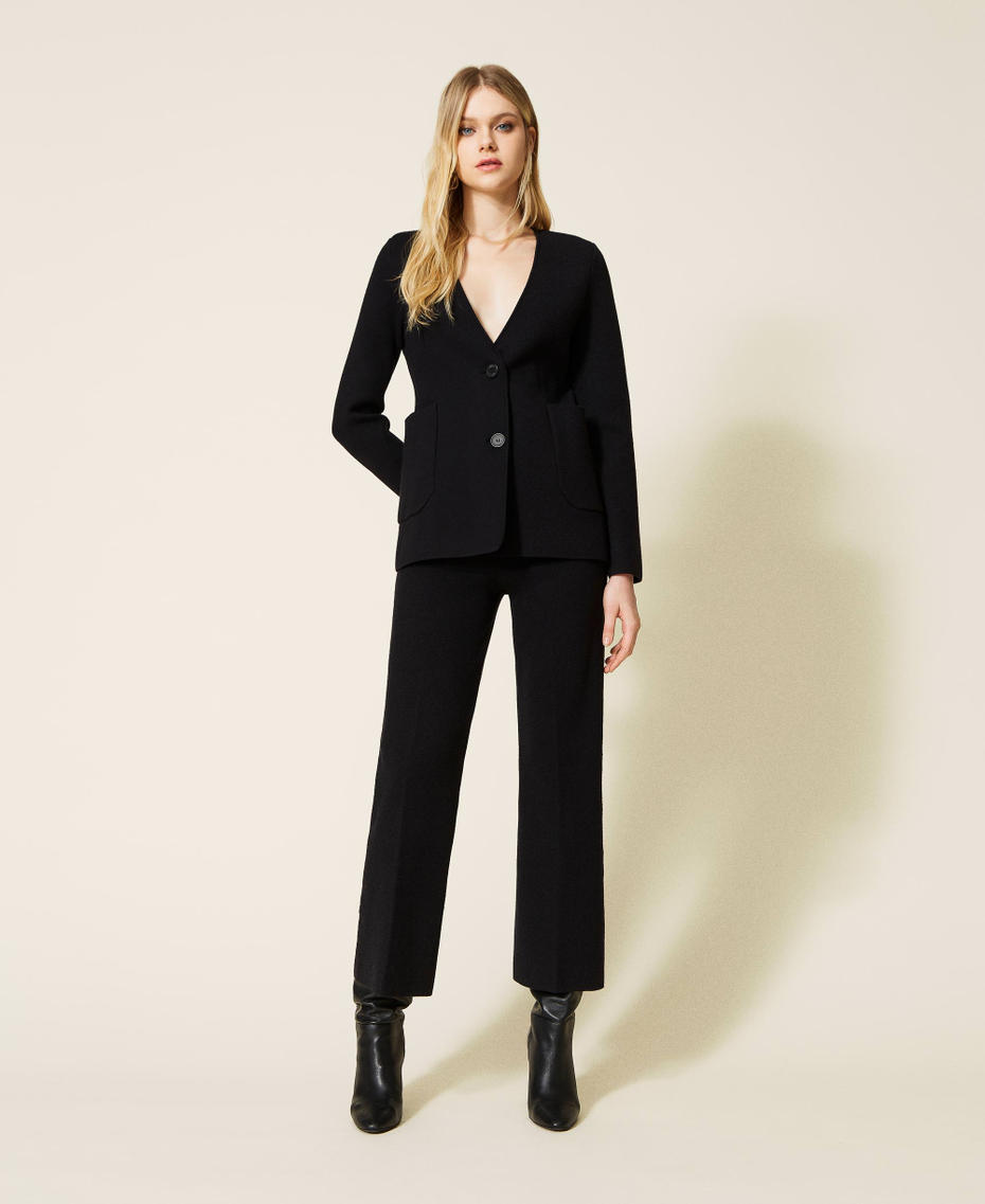 Flared knit trousers