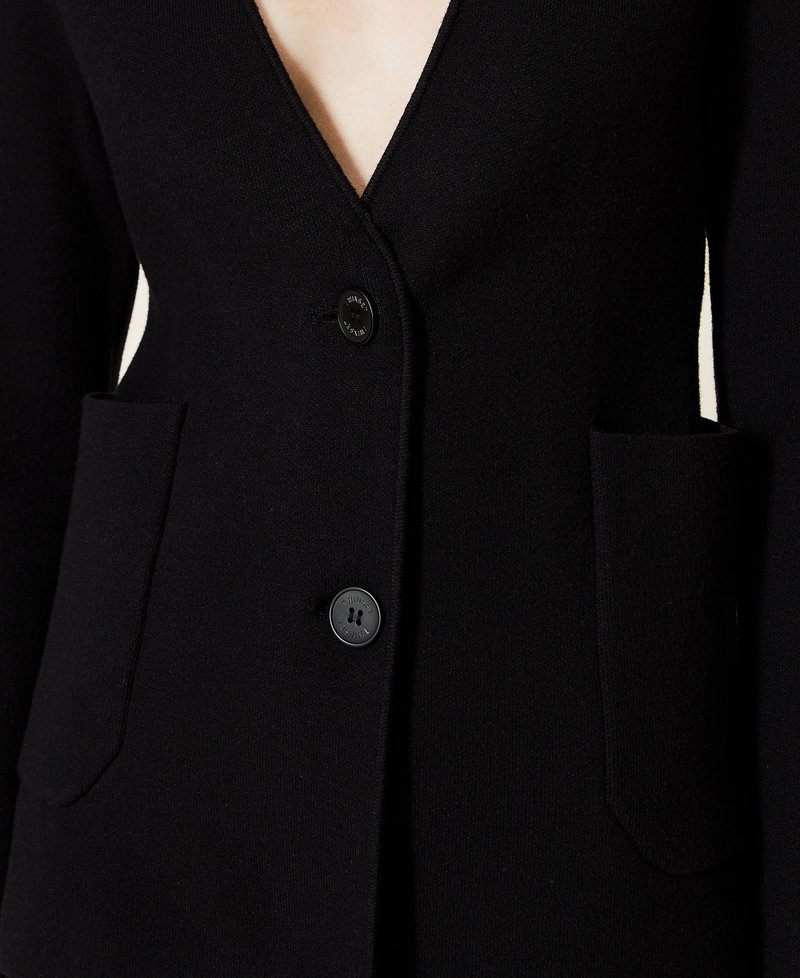 Трикотажный пиджак-блейзер Черный женщина 222TP3327-05