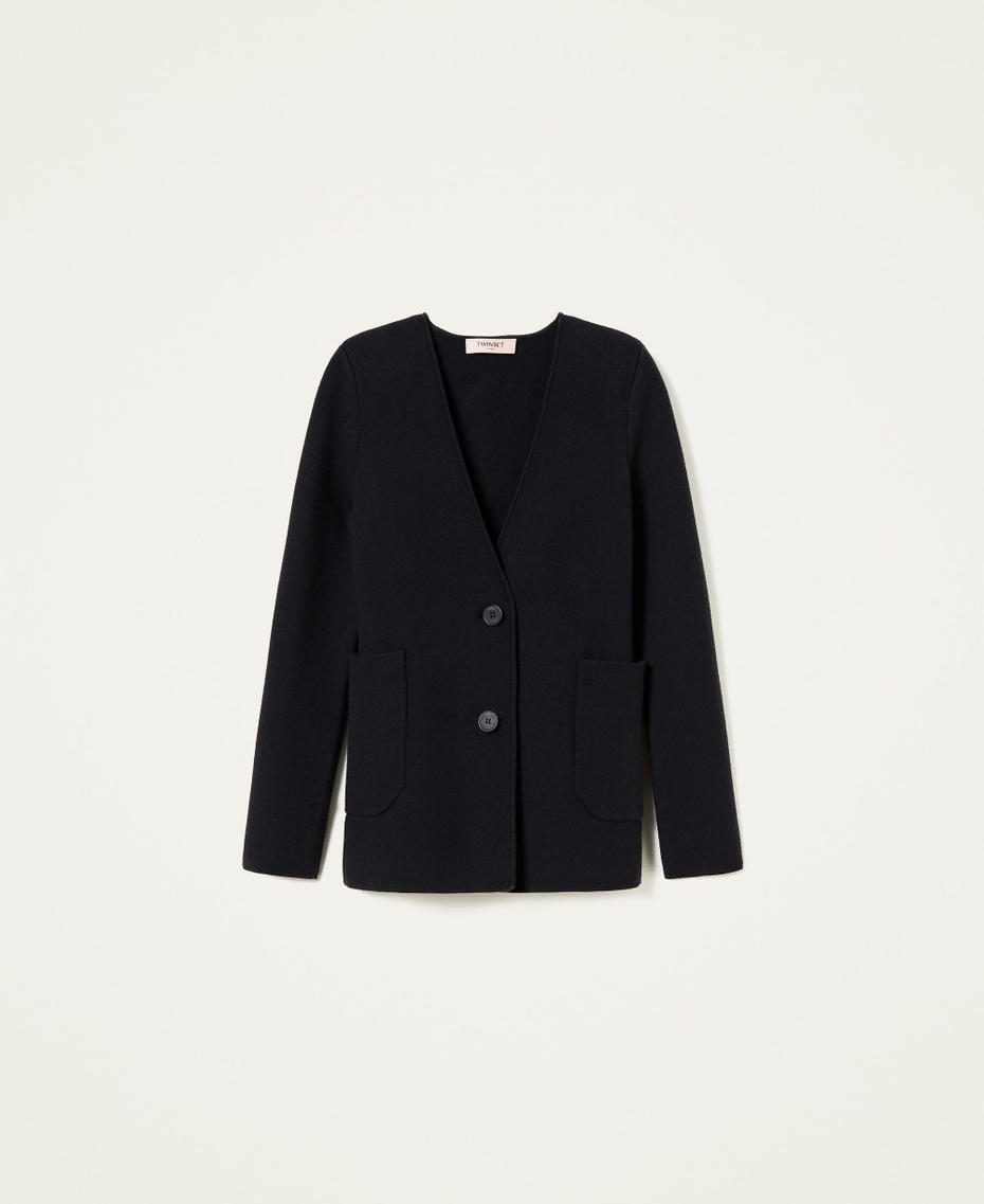 Трикотажный пиджак-блейзер Черный женщина 222TP3327-0S