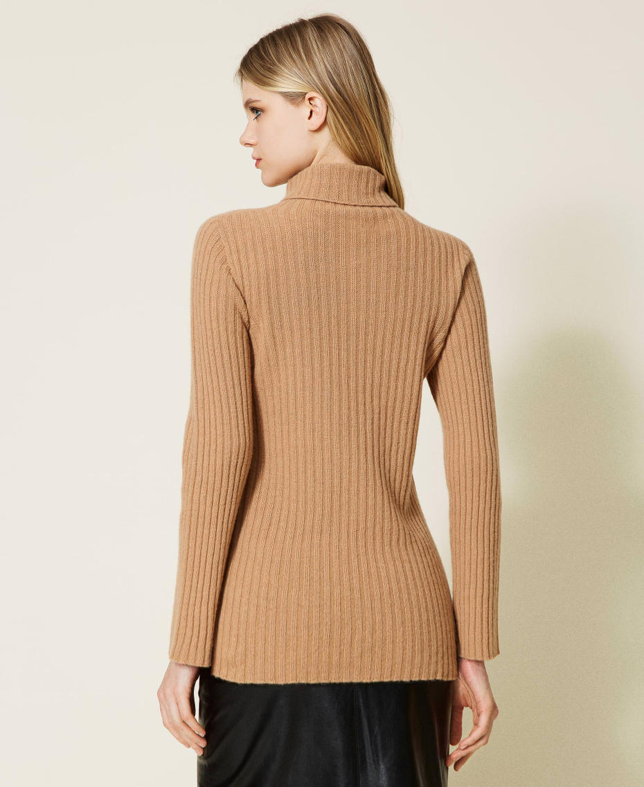 Ribbed wool and cashmere jumper "Dune" Beige Woman 222TP3340-03