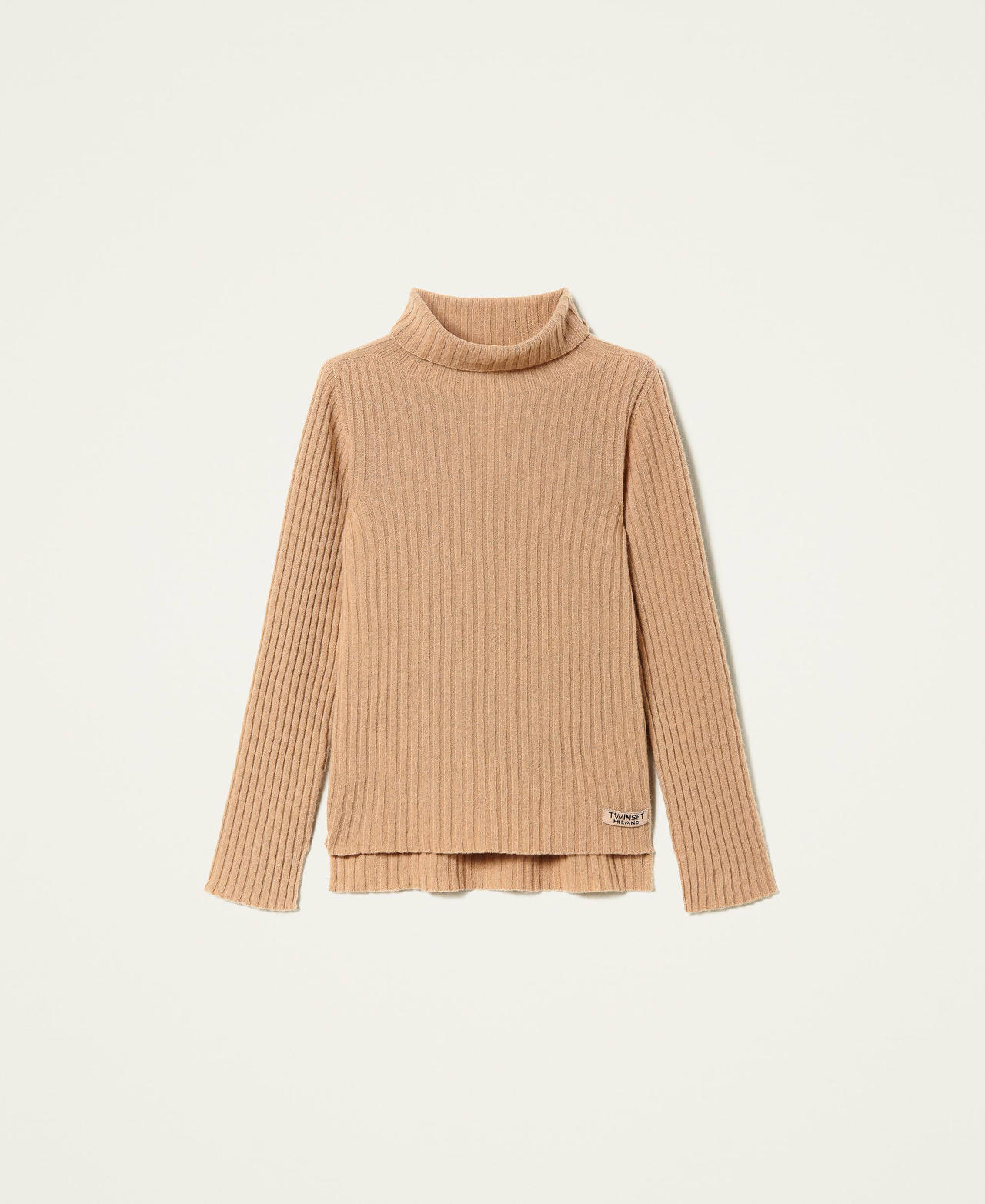 Pull côtelé en laine et cachemire