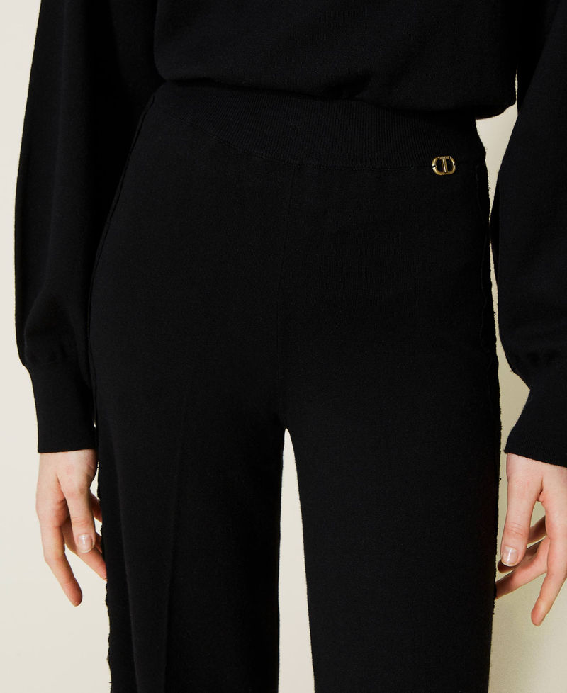 Трикотажные брюки-палаццо с кружевом Черный женщина 222TP3363-06