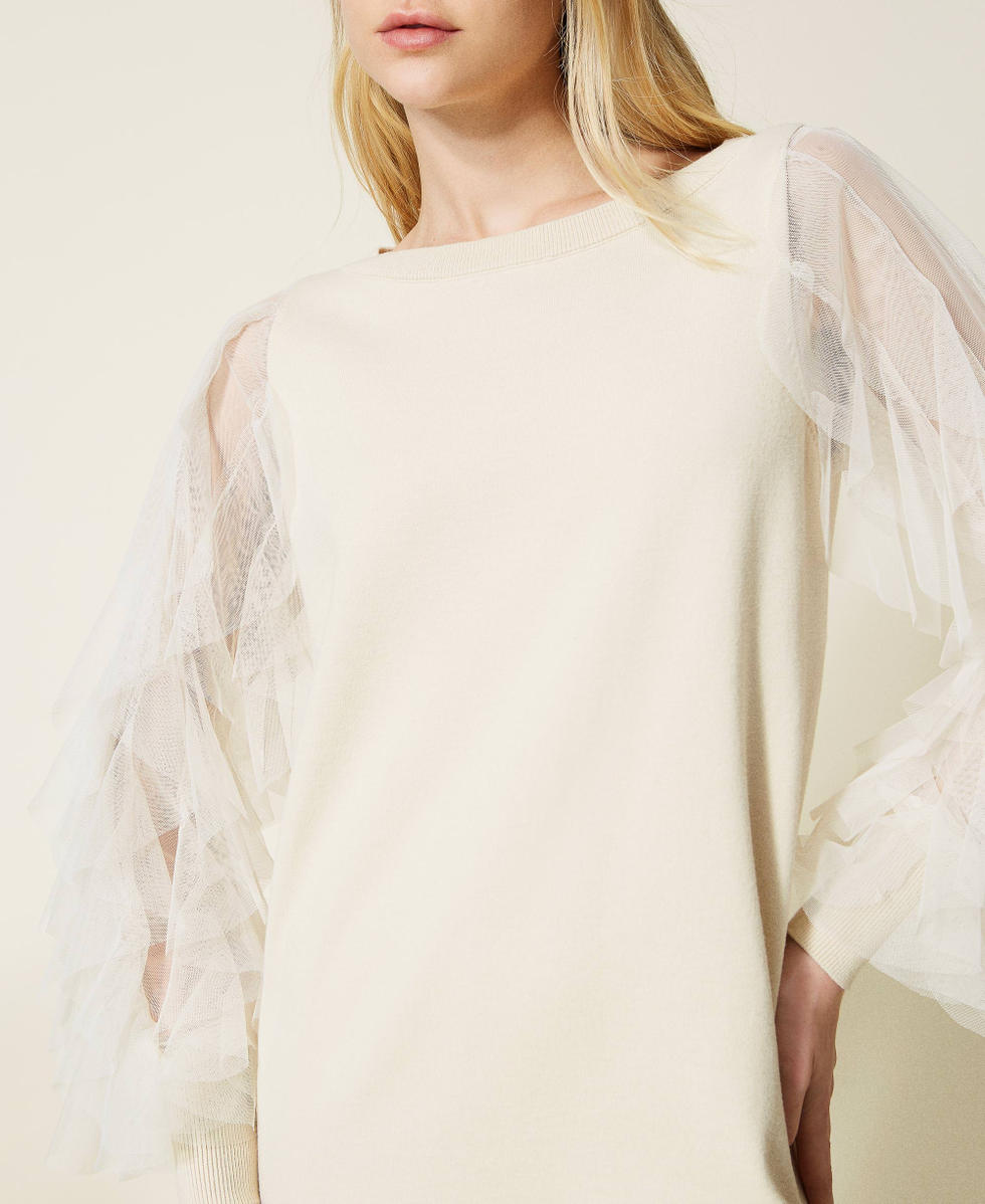 Midi dress with tulle ruffle