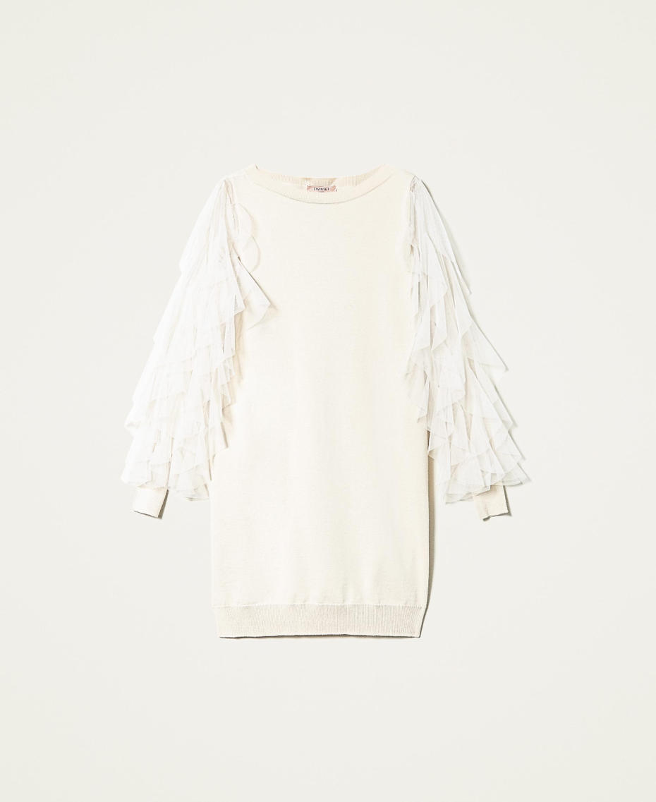 Robe mi-longue avec volant en tulle