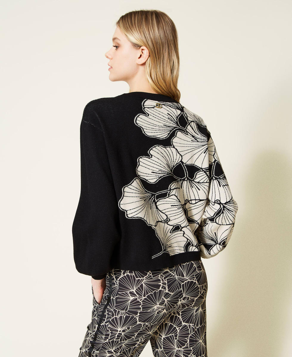 Pique jacquard jumper Woman Black TWINSET Milano