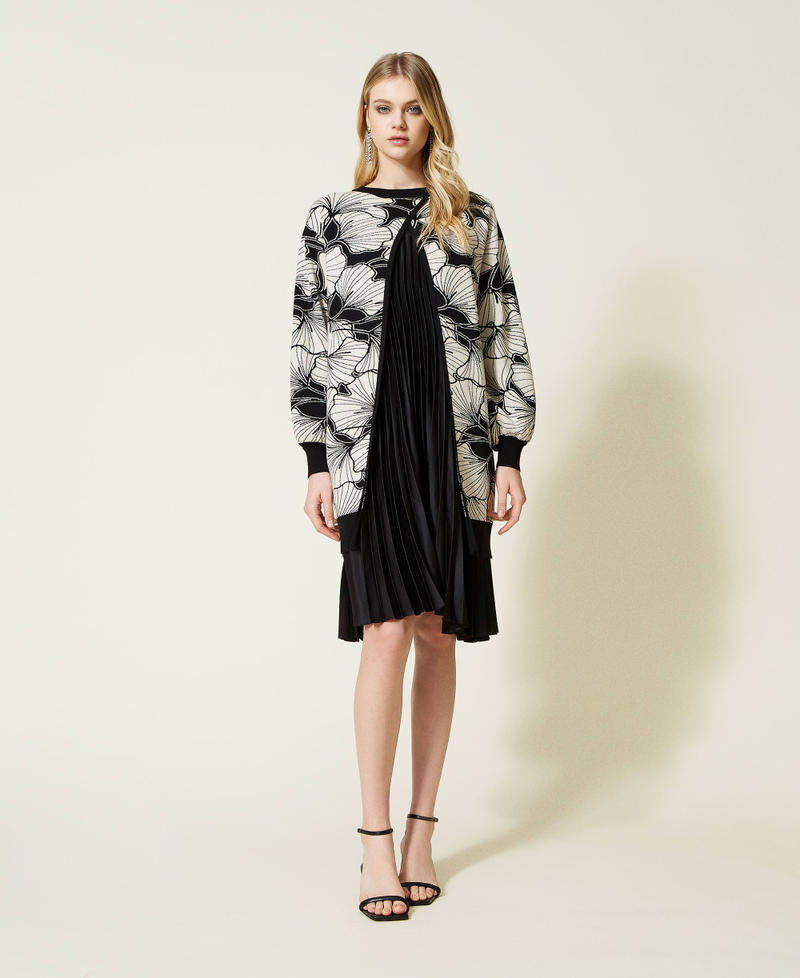 Robe mi-longue en jacquard piqué