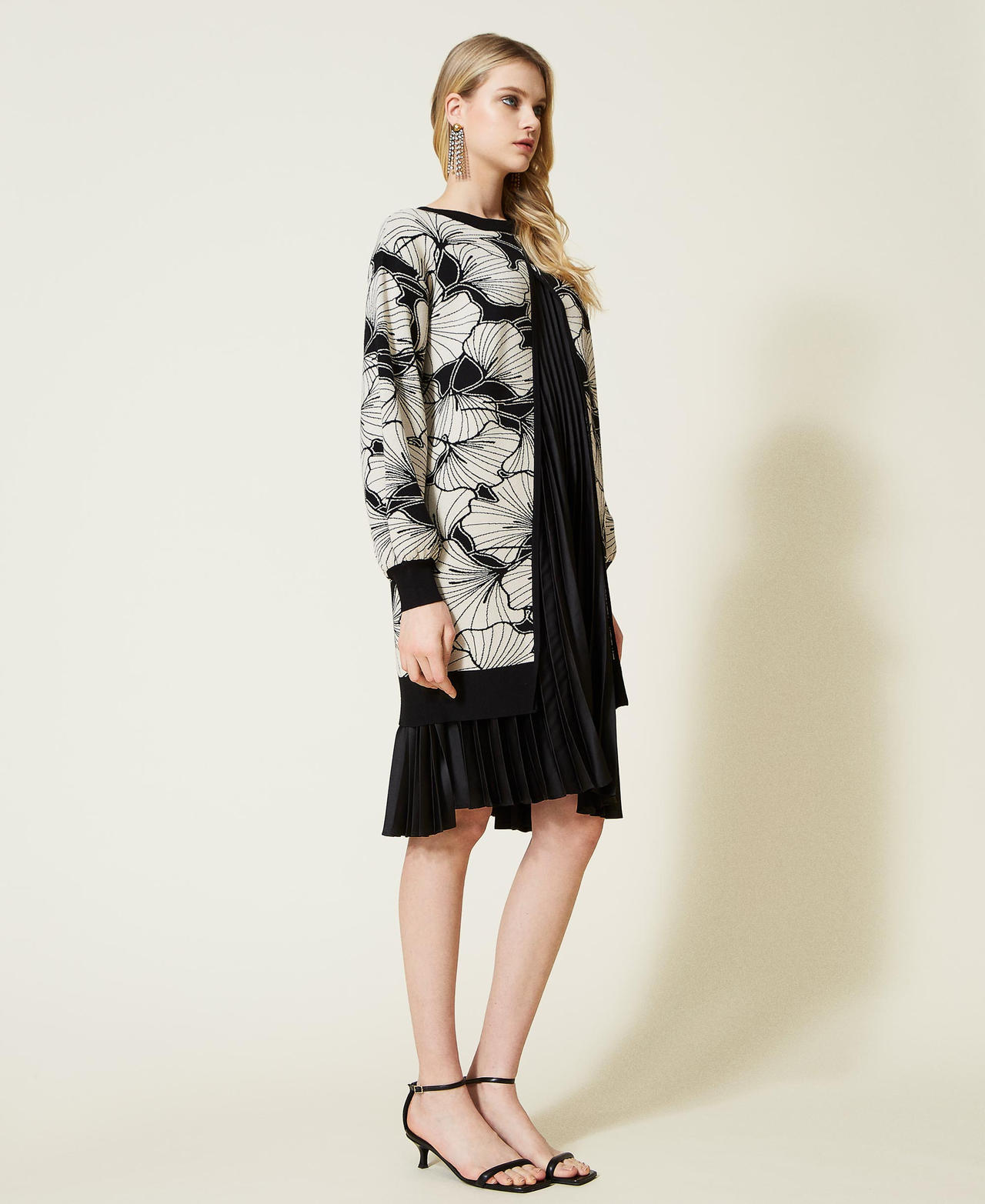 Robe mi-longue en jacquard piqué