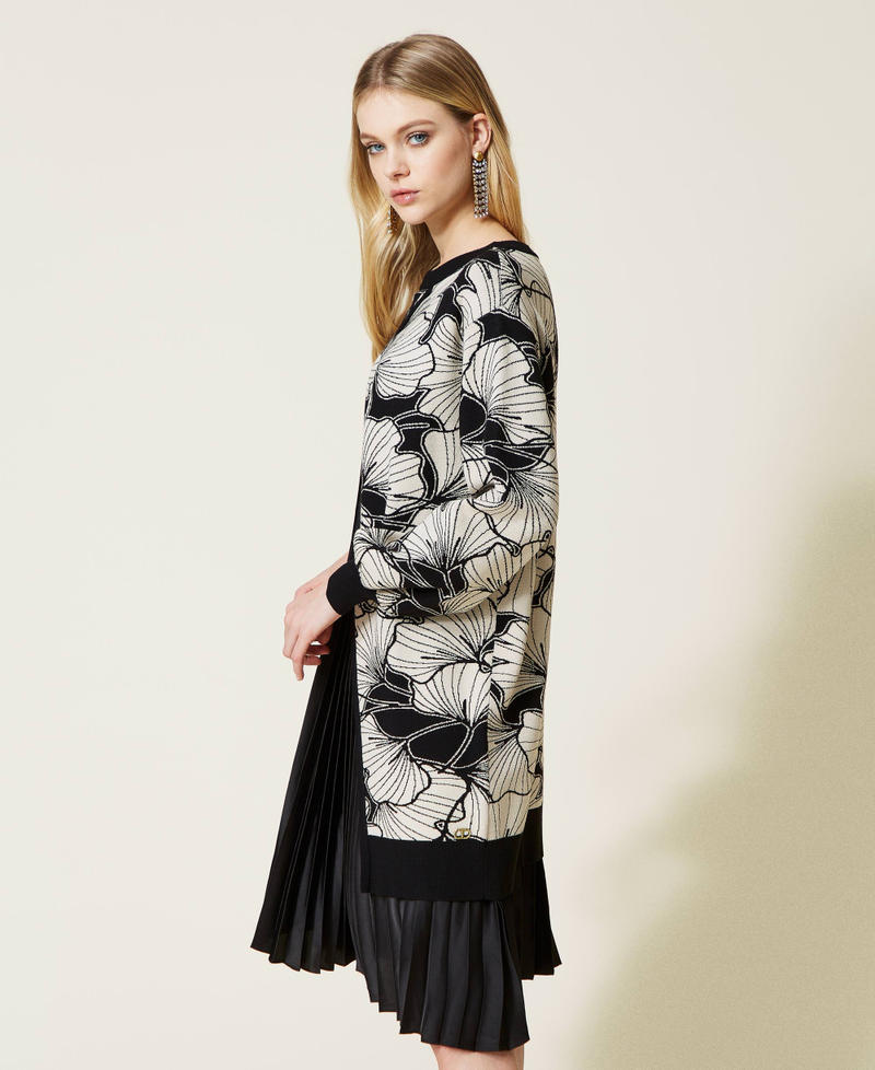 Robe mi-longue en jacquard piqué