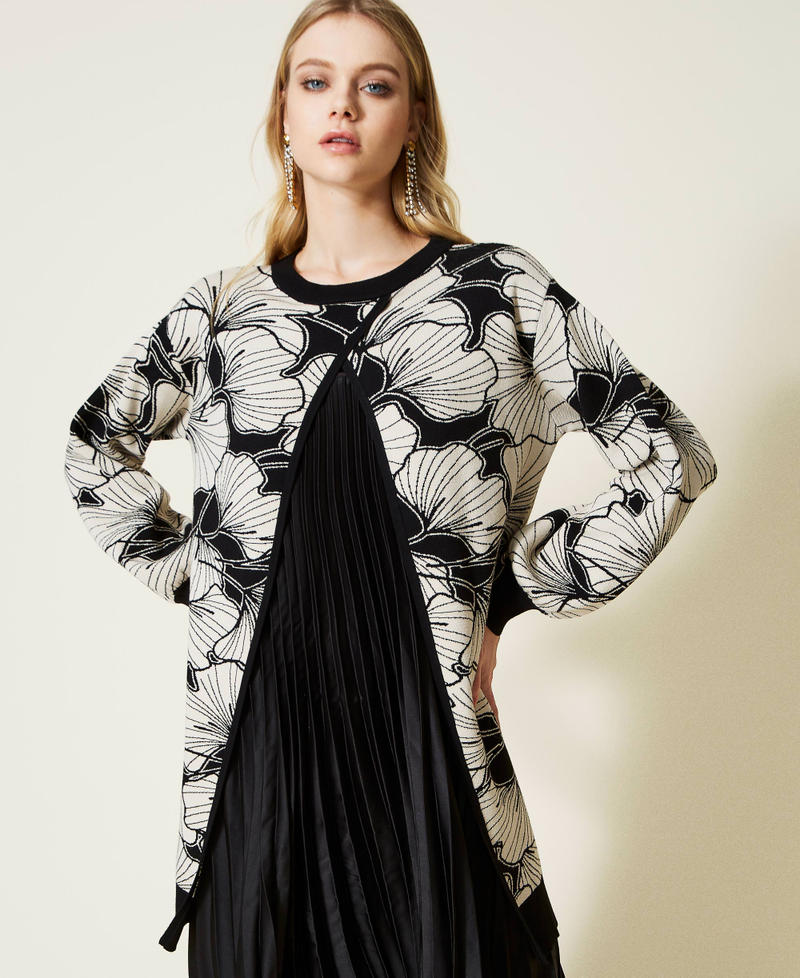 Robe mi-longue en jacquard piqué