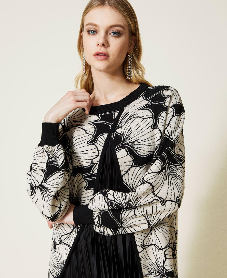 Robe mi-longue en jacquard piqué