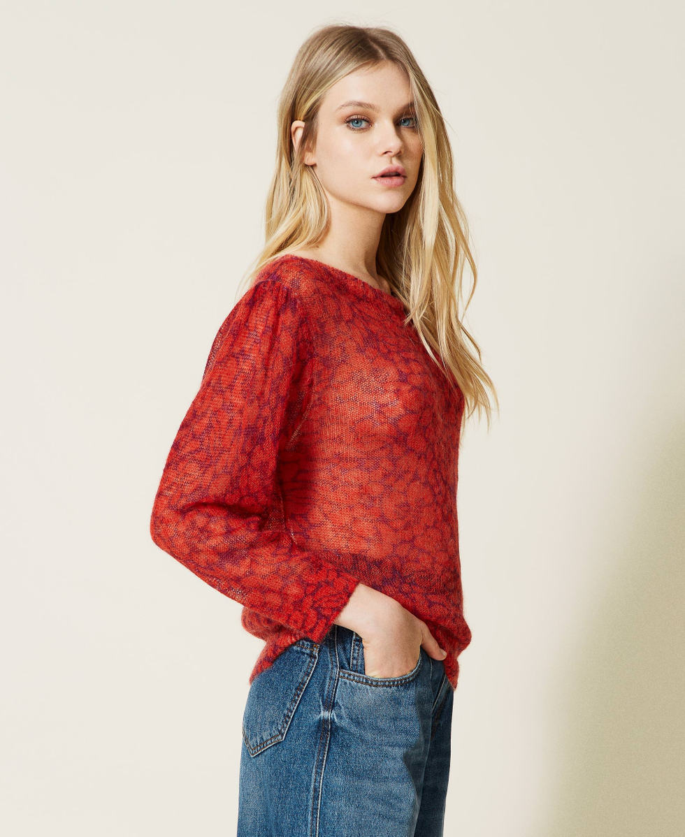 Pull en mohair m&eacute;lang&eacute; imprim&eacute;
