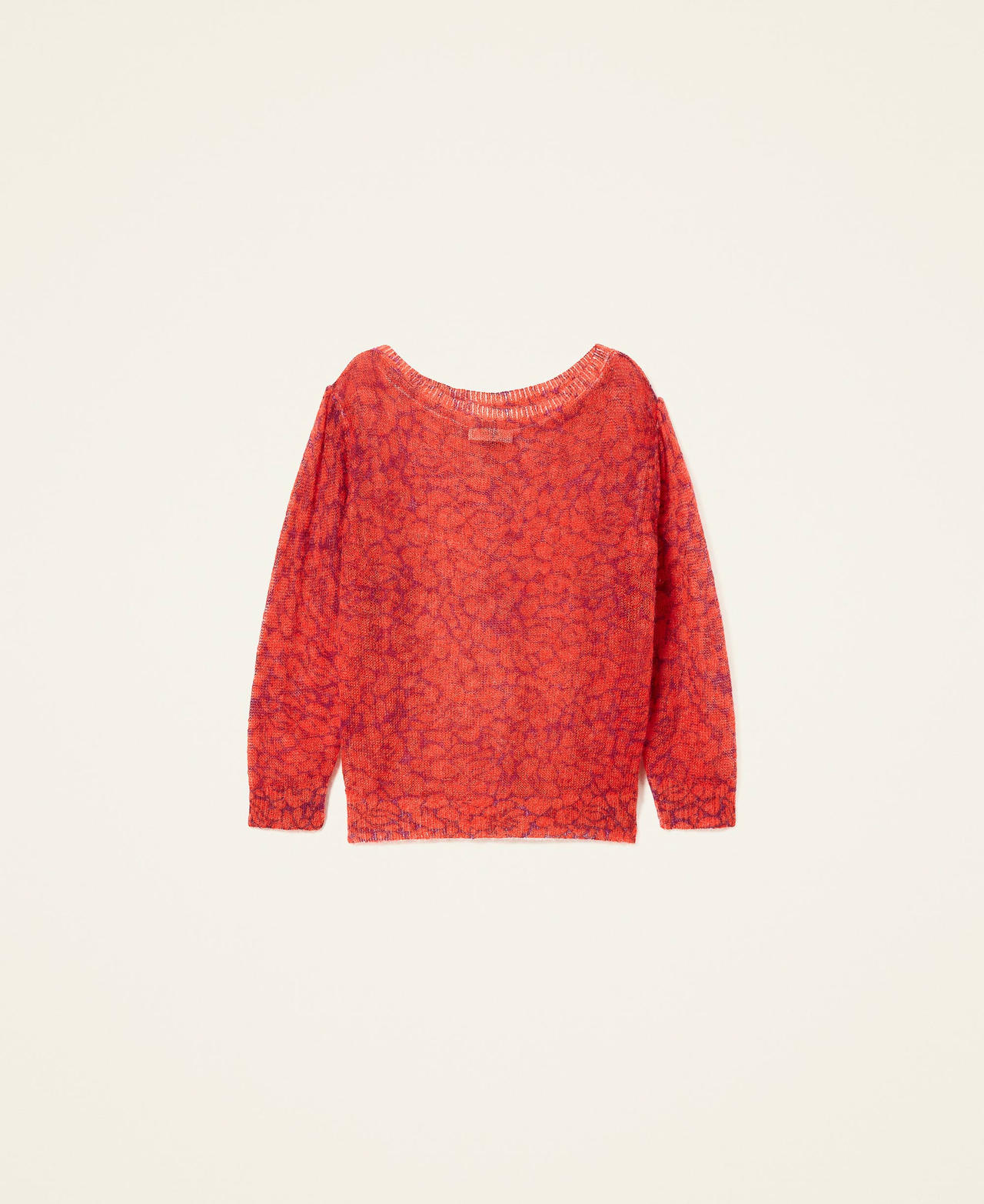 Printed mohair blend jumper "Goji" Red / Fuchsia Pansy Flower Print Woman 222TP3541-0S