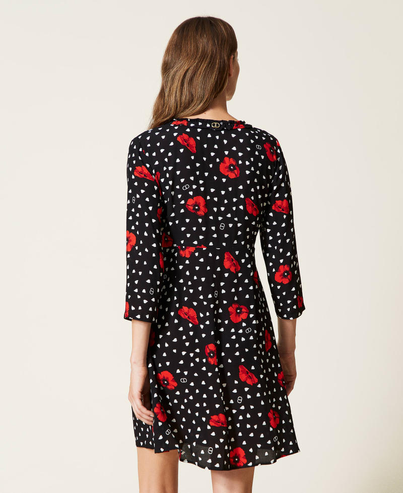 Dress with heart and poppy print