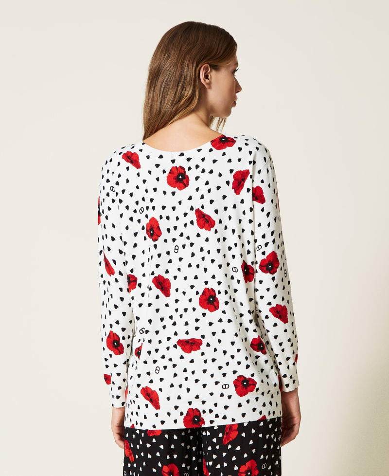 Dual-use jumper with heart and poppy print