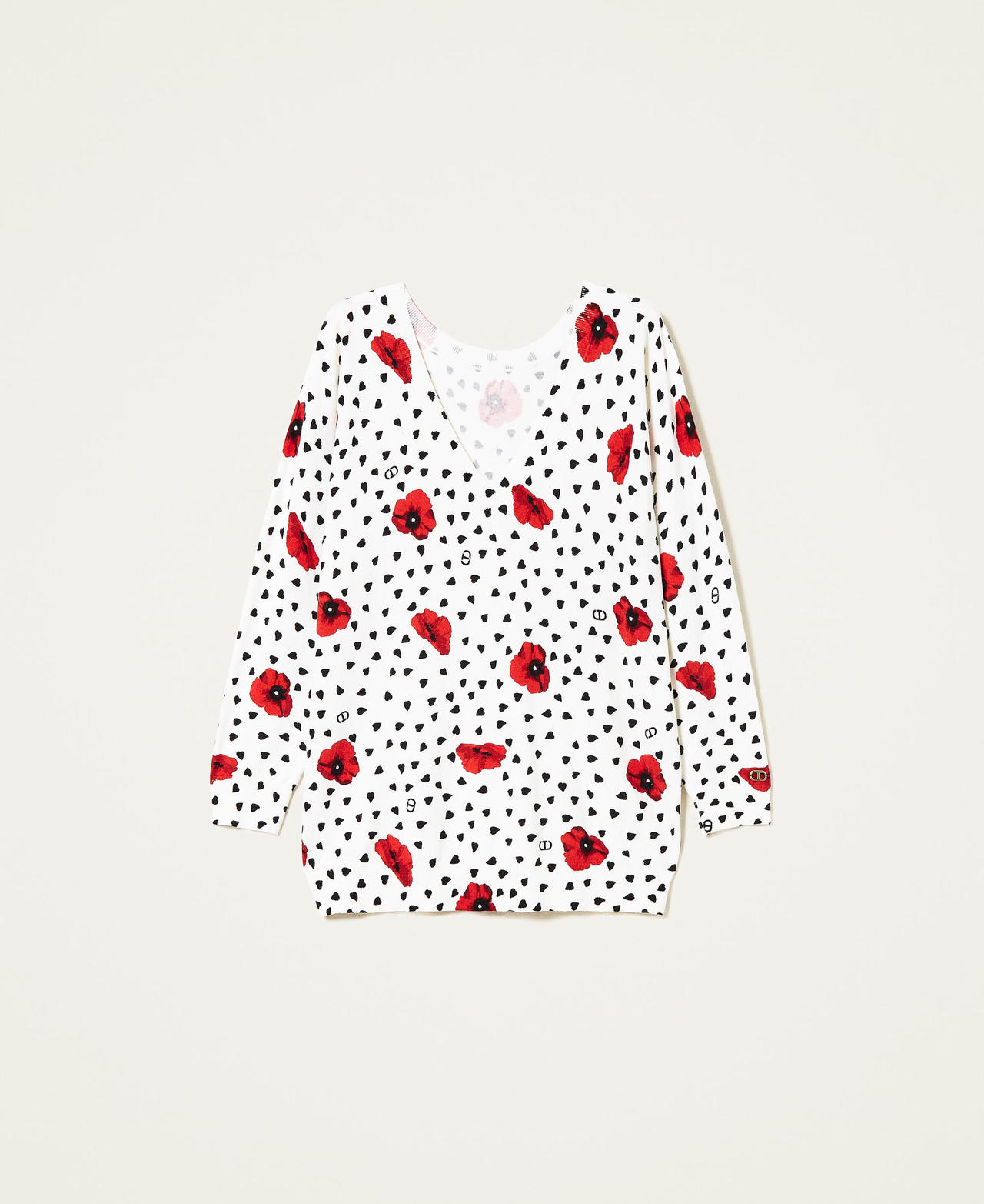 Dual-use jumper with heart and poppy print
