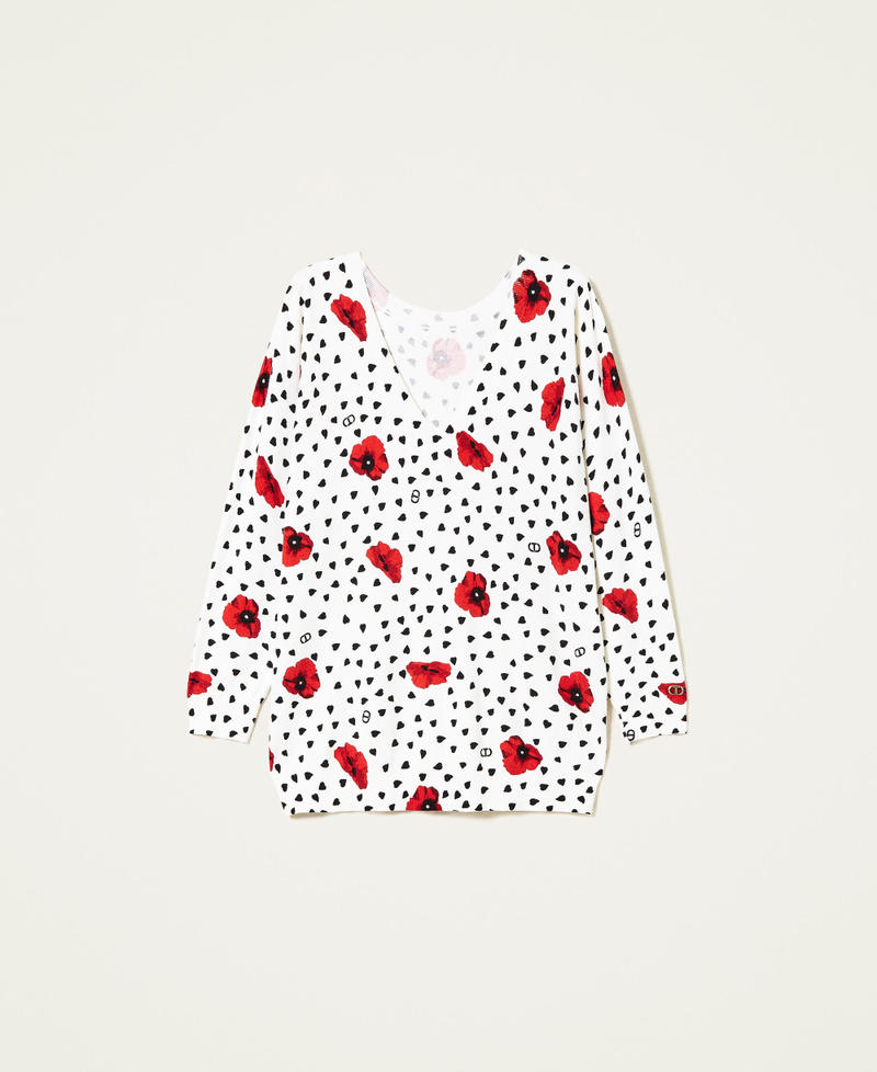 Dual-use jumper with heart and poppy print