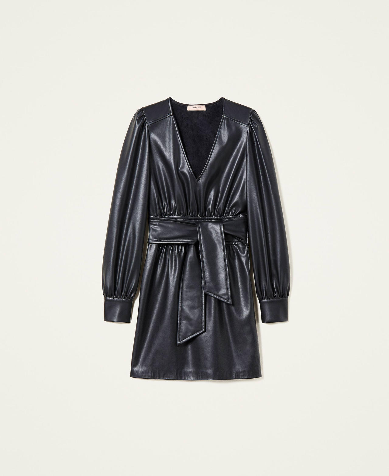 Robe effet cuir avec fronce Noir Femme 222TT2010-0S