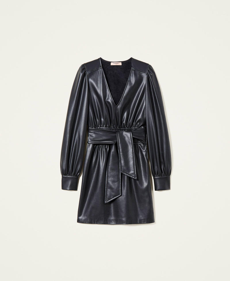 Robe effet cuir avec fronce Noir Femme 222TT2010-0S