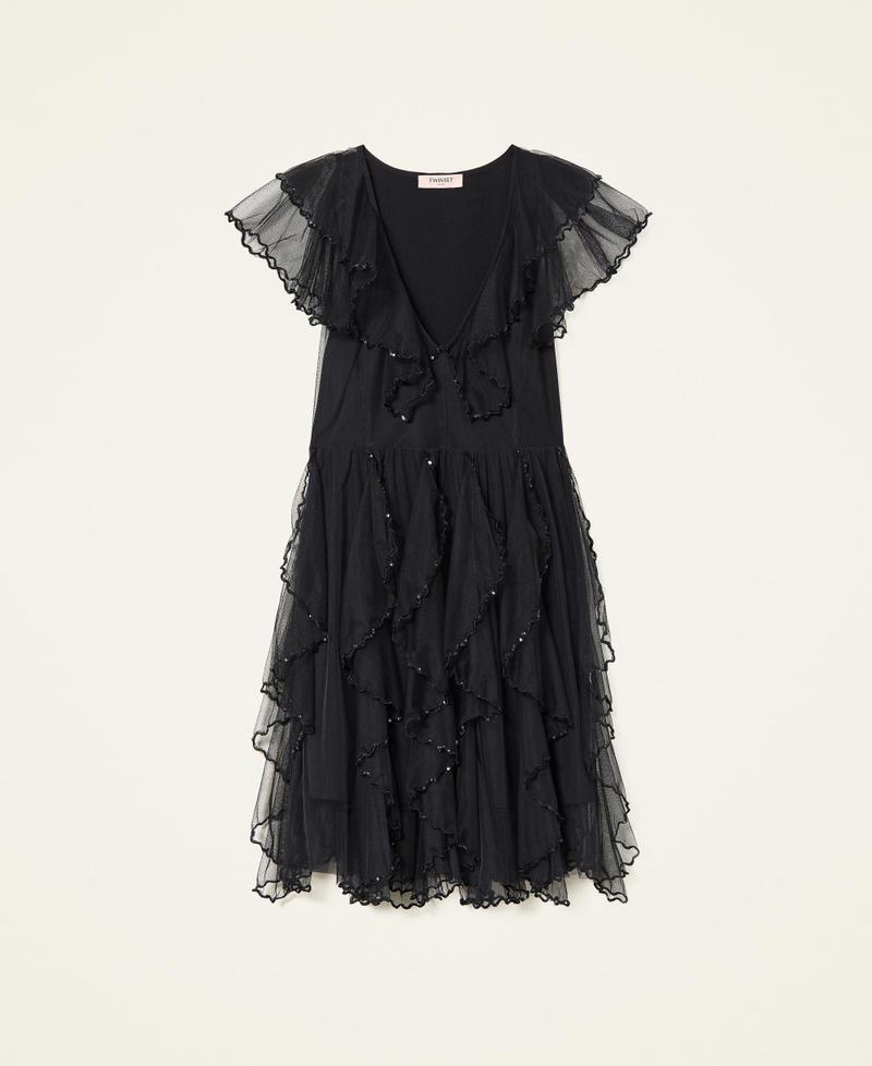 Short tulle dress with ruffles