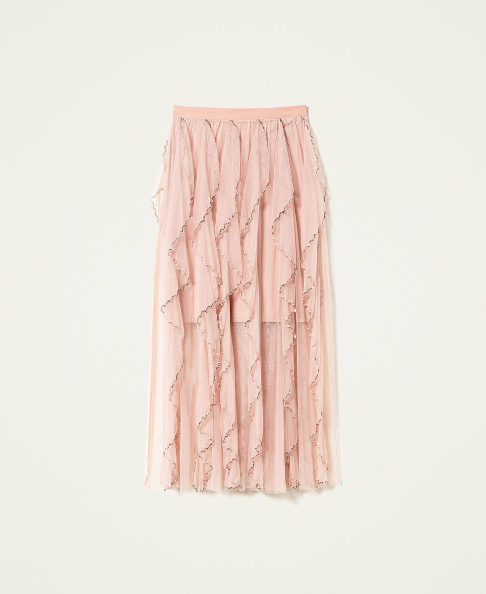 Long tulle skirt with ruffles Woman, Pink | TWINSET Milano