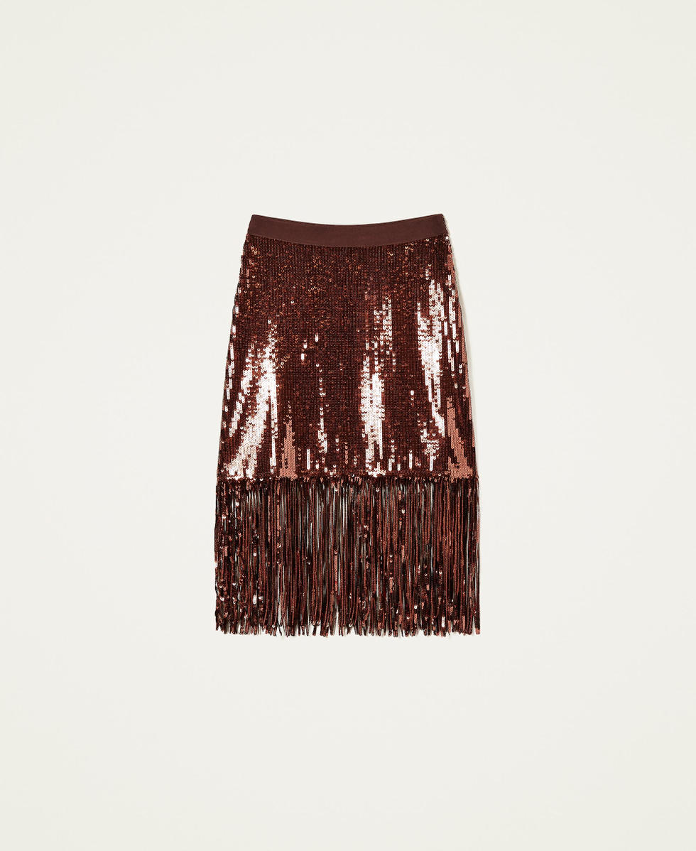 Jupe mi-longue avec sequins all-over