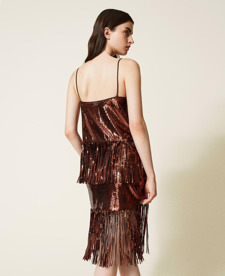 Full sequin top with fringes "Picante" Red Woman 222TT205C_10061_04