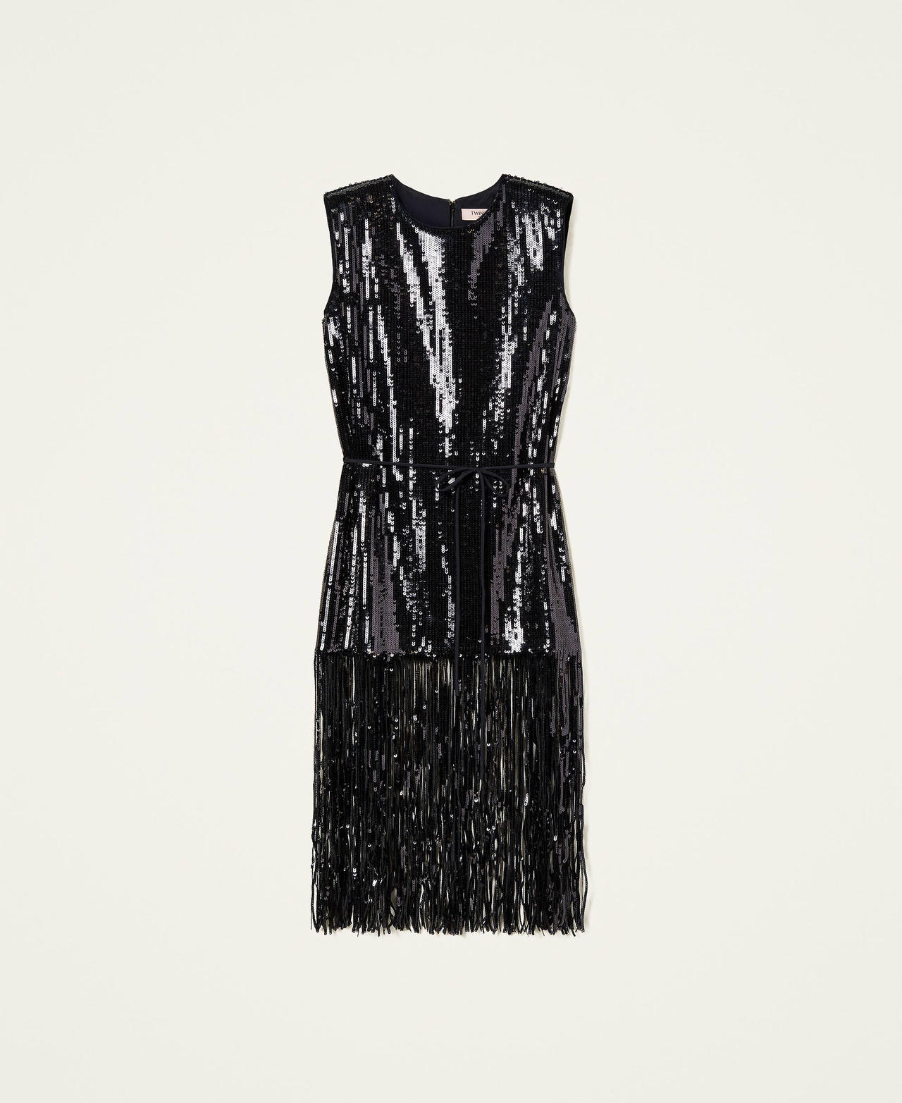 Платье миди, полностью расшитое пайетками Черный женщина 222TT205D-0S