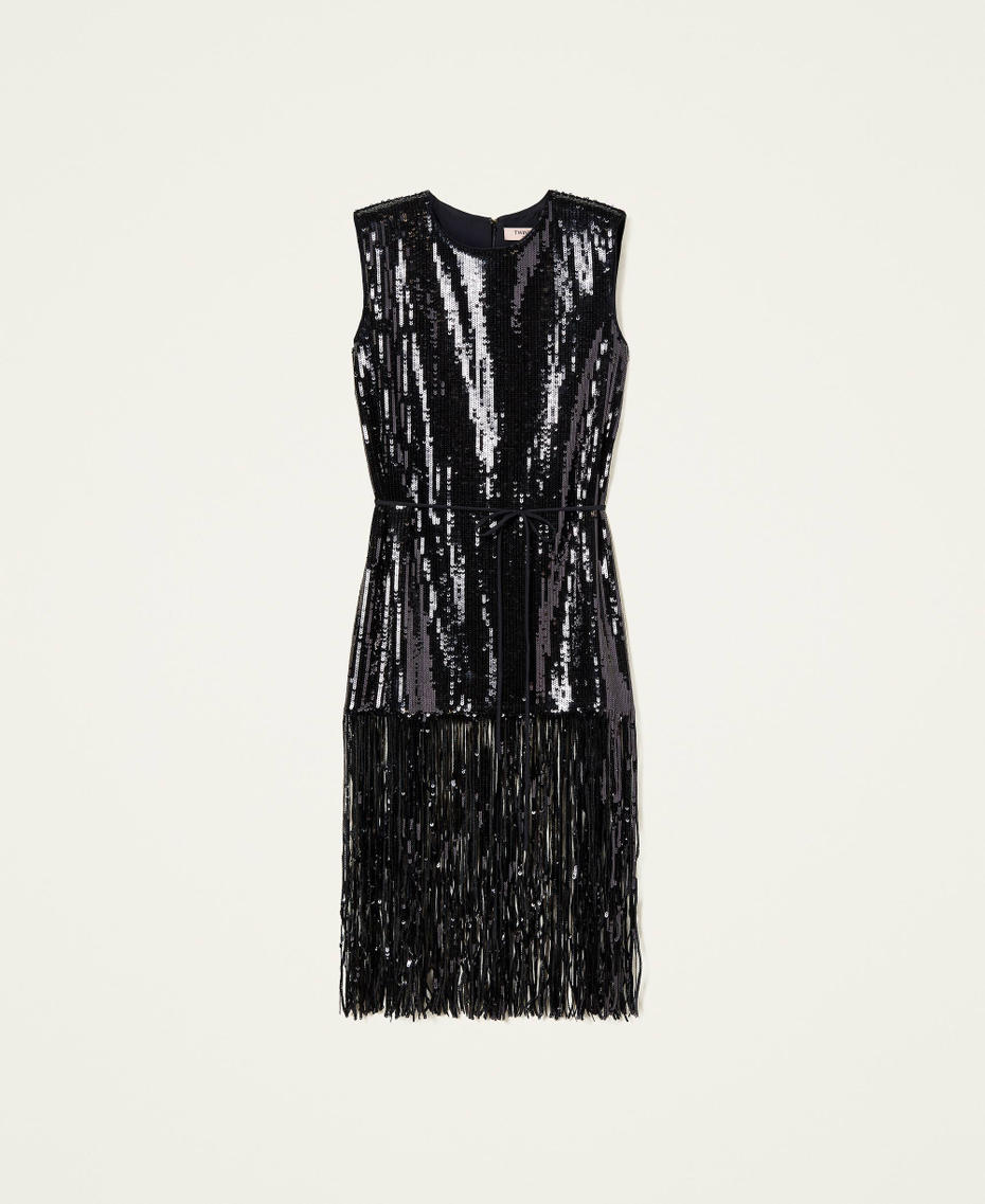 Full sequin midi dress Black Woman 222TT205D_00006_S0