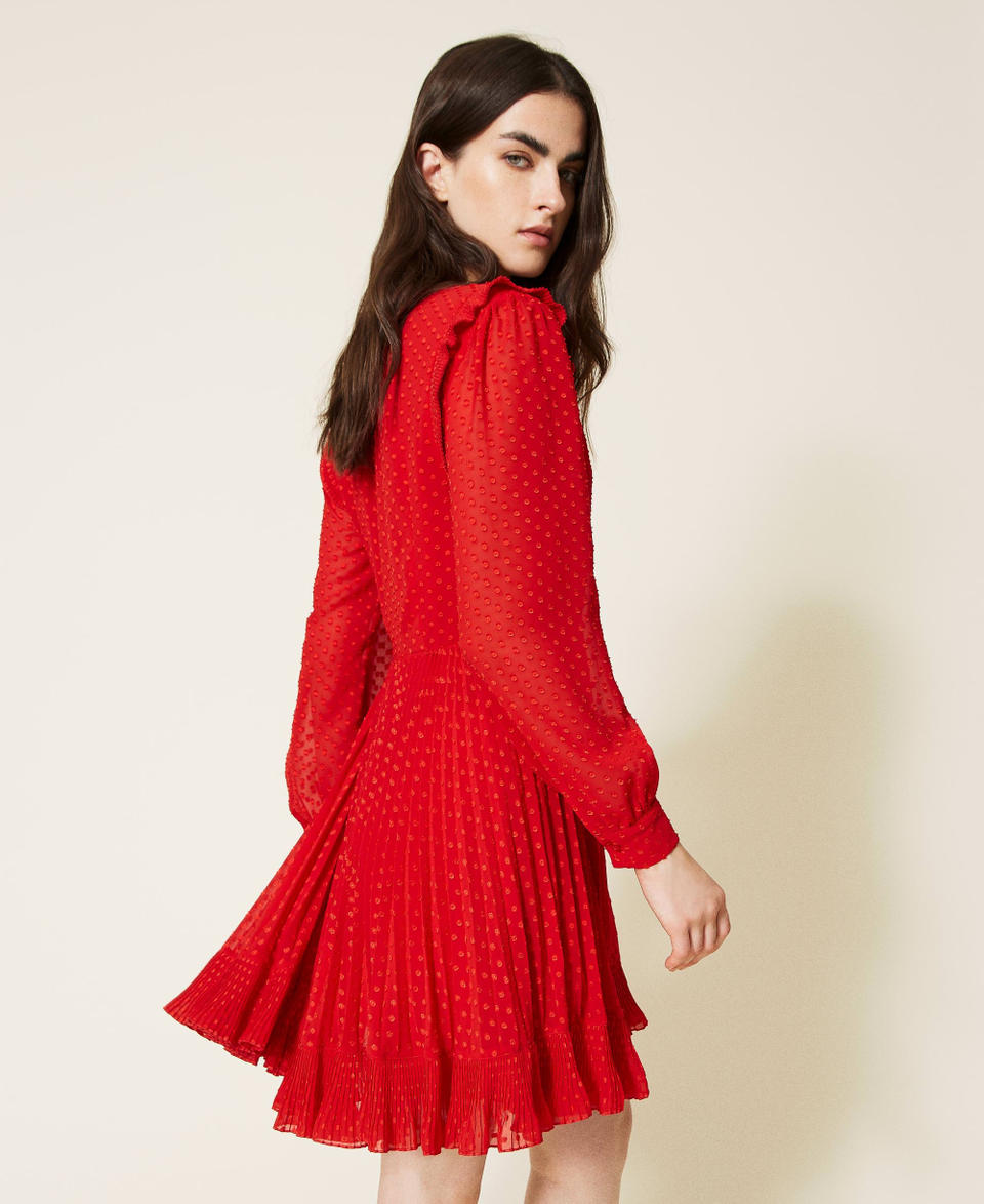 Short polka dot fil coupé dress Woman, Red | TWINSET Milano