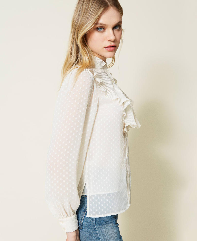 Bluse aus Fil Coup&eacute; mit Tupfen