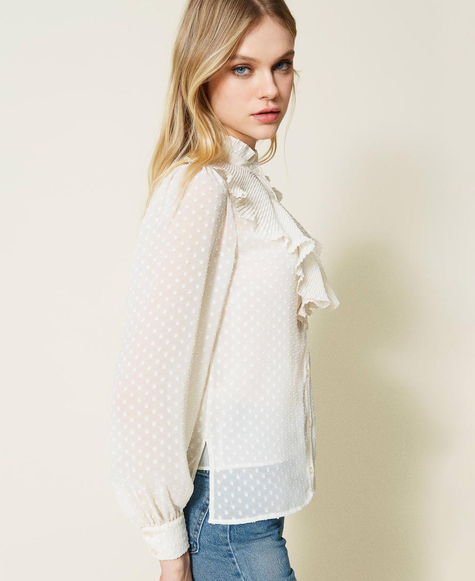 Bluse aus Fil Coup&eacute; mit Tupfen