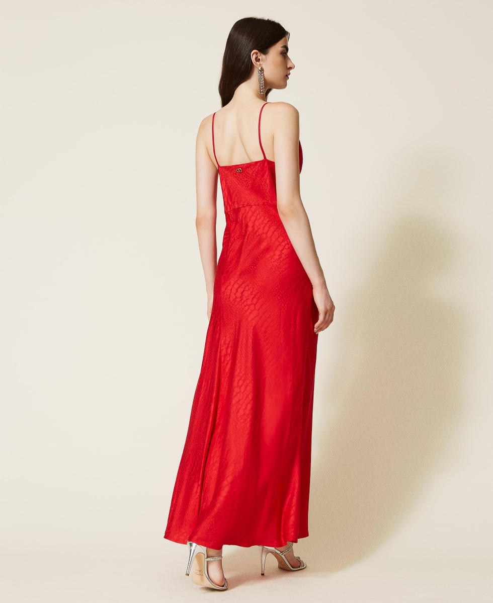 Abito lungo in raso jacquard Donna Rosso TWINSET Milano