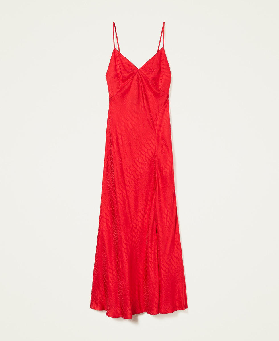 Long jacquard satin dress