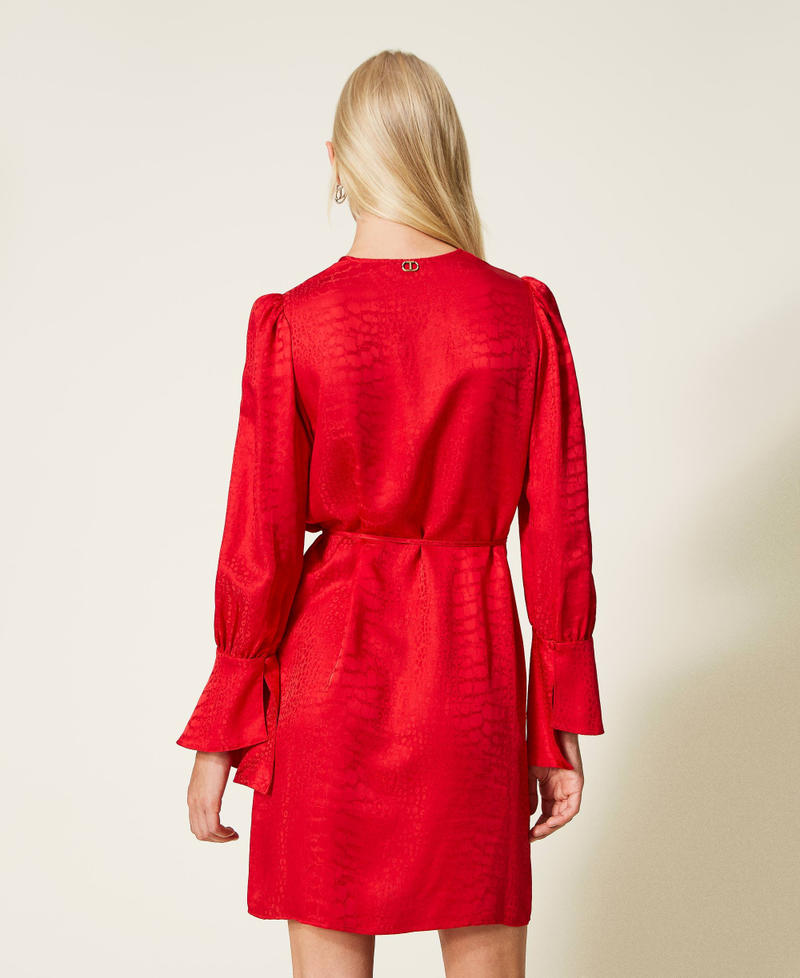 Robe courte en satin jacquard Rouge Coquelicot Femme 222TT2125-04