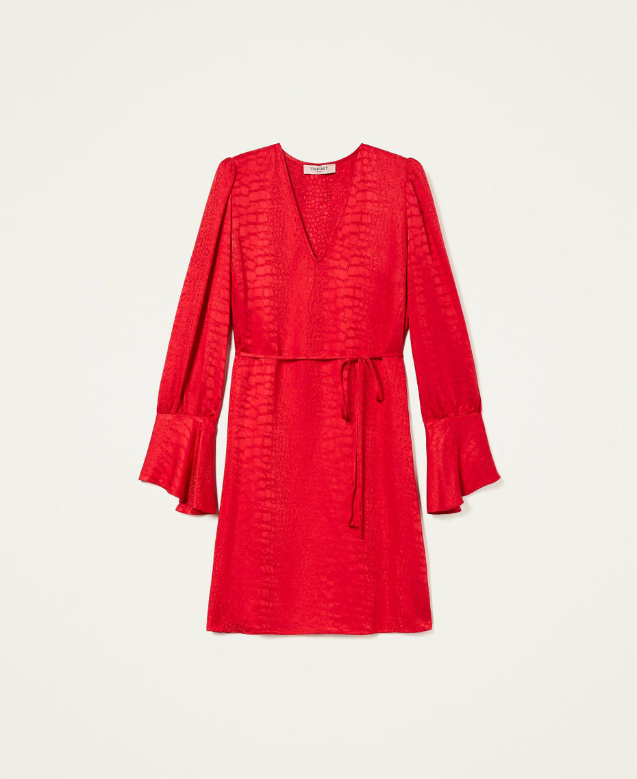 Abito corto in raso jacquard