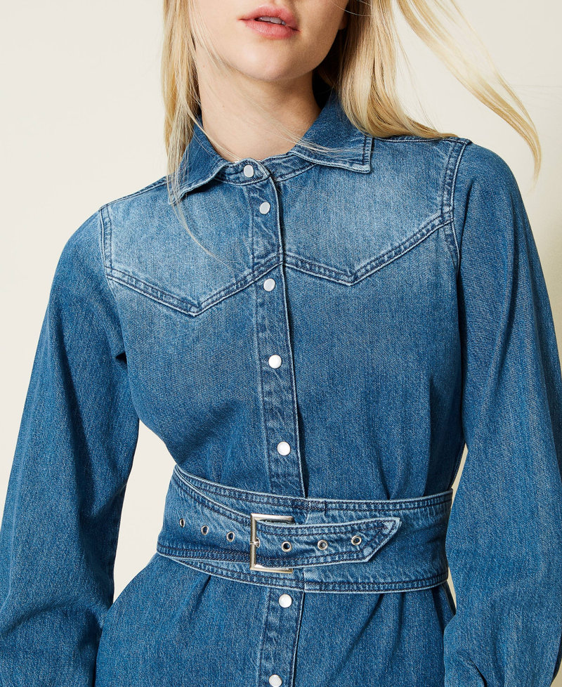 Midi denim shirt dress Woman Blue TWINSET Milano