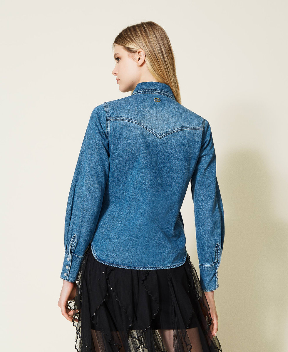 Denim shirt with bleaching