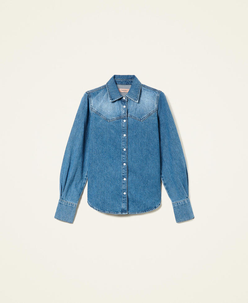 Jeanshemd mit Aufhellungen