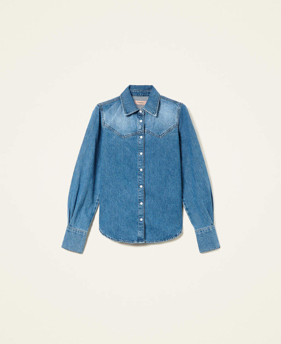 Denim shirt with bleaching