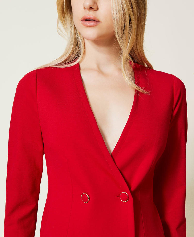 Vestido corto de doble botonadura forrados Rojo Amapola Mujer 222TT2184-04