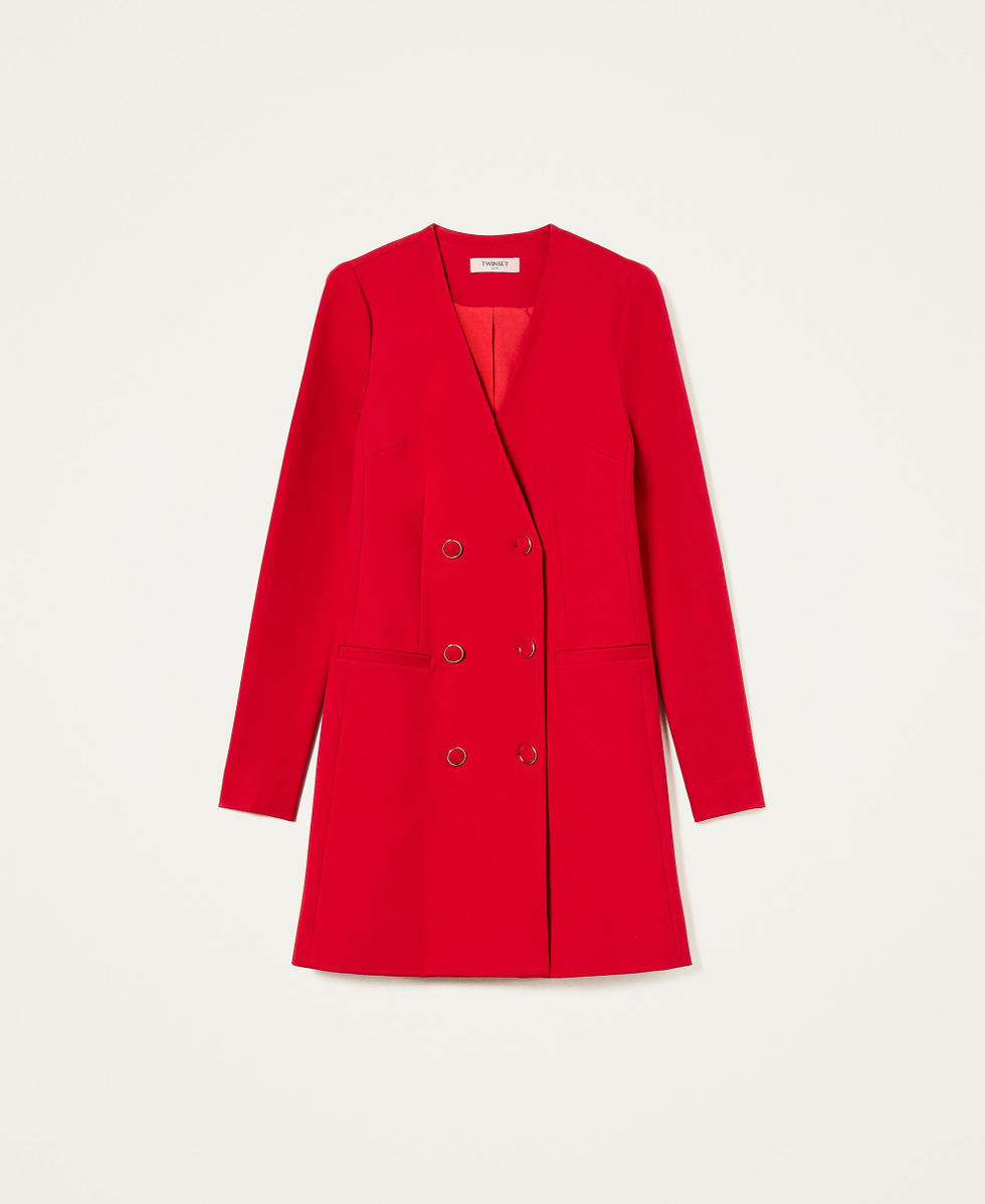 Short double breasted dress with covered buttons Woman Red TWINSET Milano